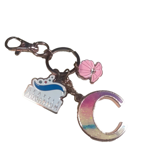 Unbranded Accessories - Seattle Aquarium Souvenir Keychain Rose Gold Color Pink Rhinestone Purse Clip